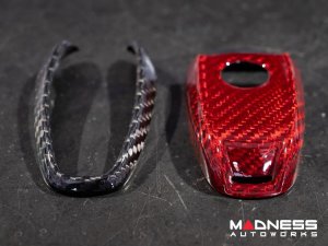 Alfa Romeo Giulia Key Fob Cover  - Carbon Fiber - Red Candy Main / Black Accents